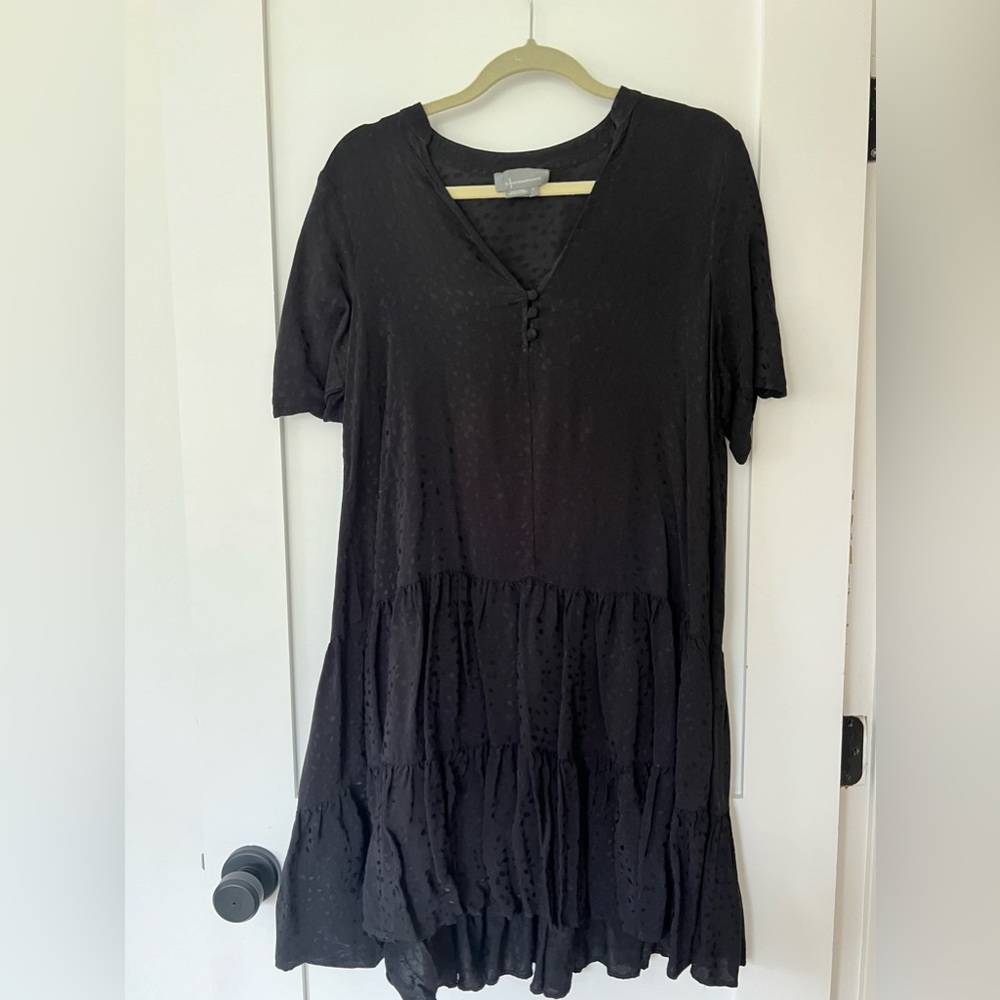 By Anthropologie, size L black silk dress
